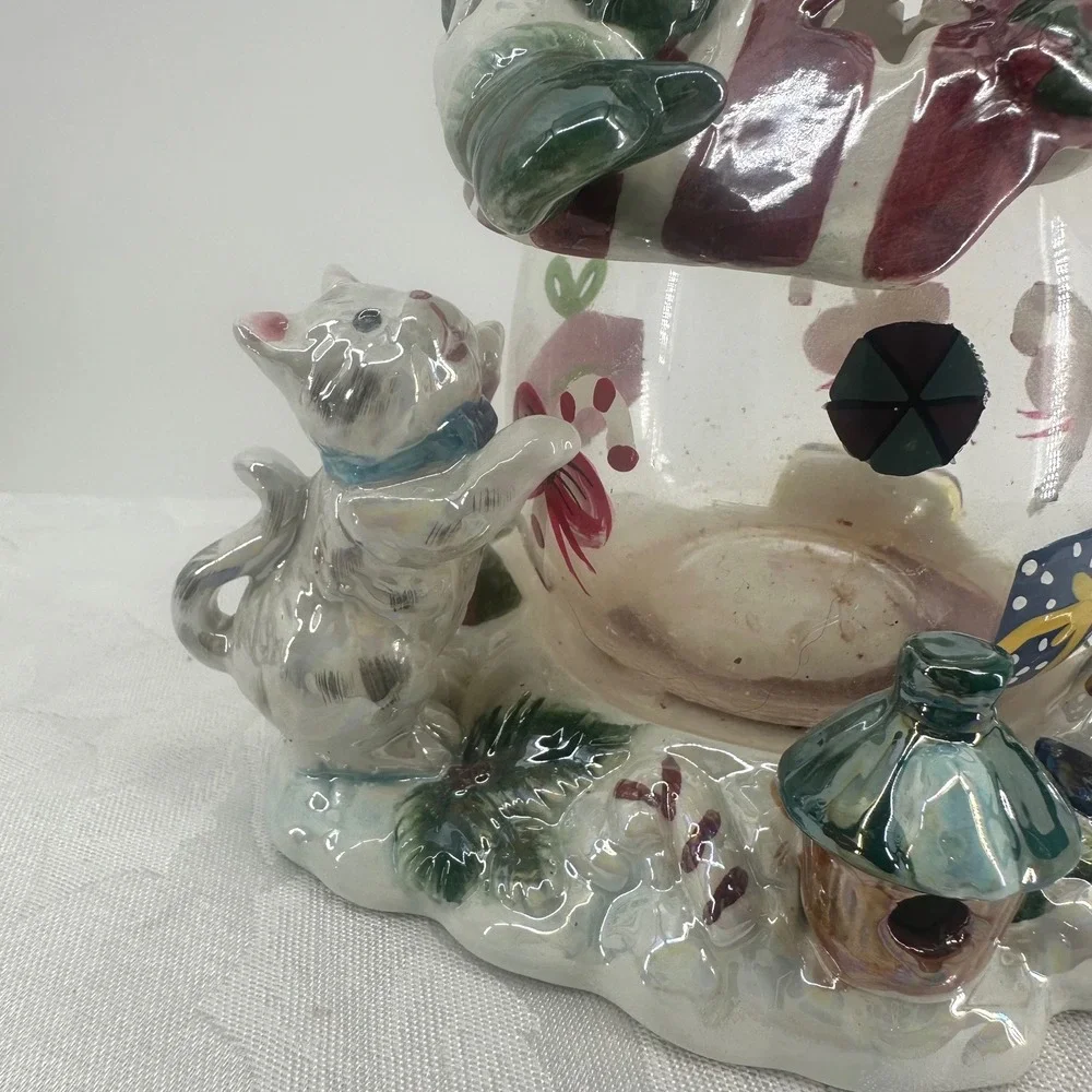Unbranded Snowman Candle Holder Multicolor Good Ceramic Glass 2-Piece Holiday